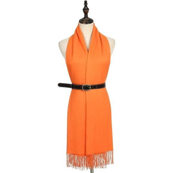 Women's Scarf Pashmina Shawls Wraps Orange2 - Picture 3 of 7